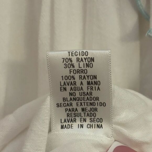 Storia Tahiti Twist Rainbow Trim Smocked Back Babydoll Mini Dress Small - Picture 12 of 12